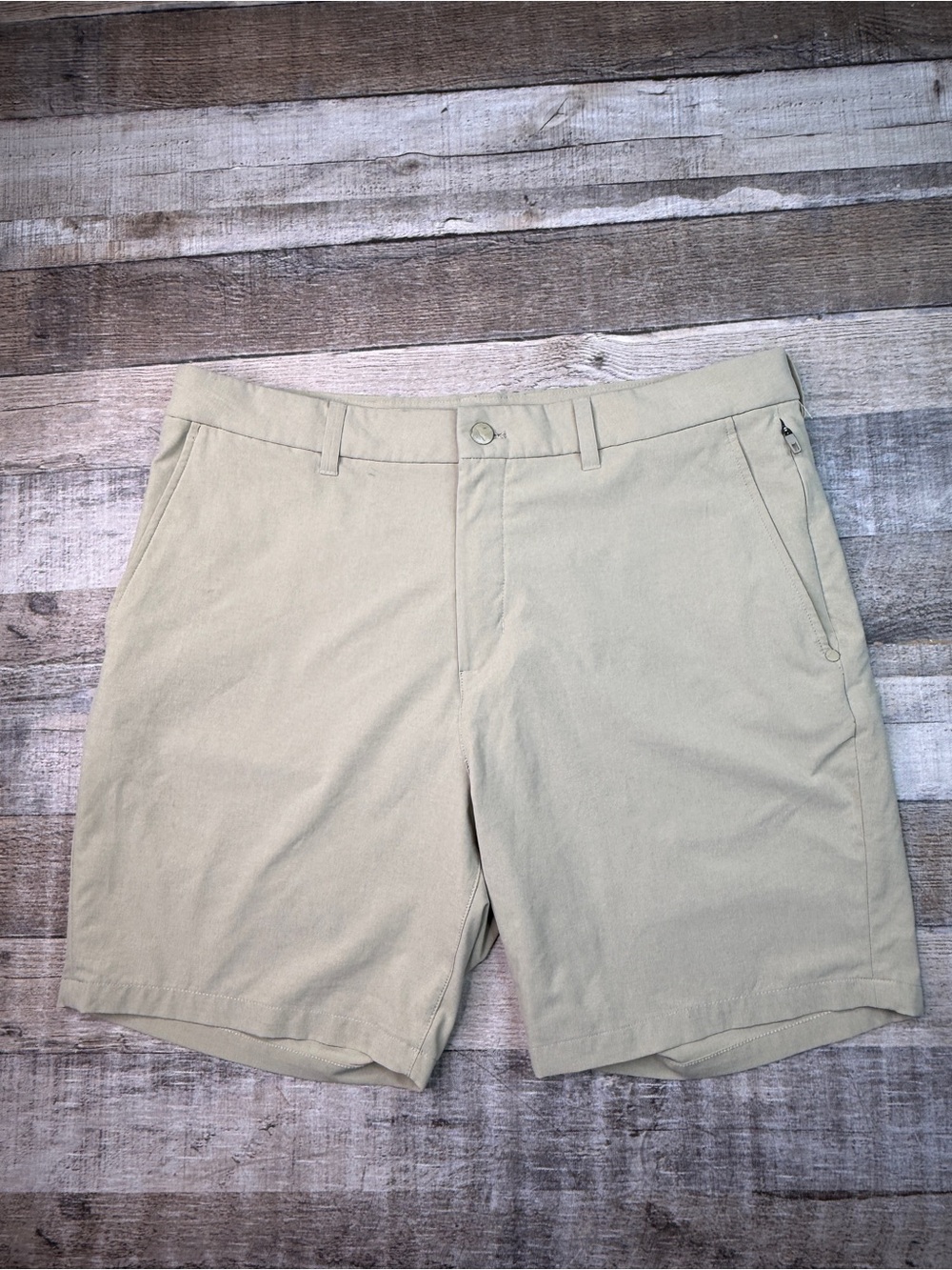 Birddogs Men's 34 Lined Casual Stretch Shorts - Khaki 7”